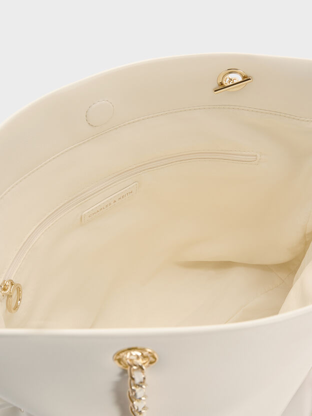 Arya Braided-Chain Tote Bag, Cream, hi-res
