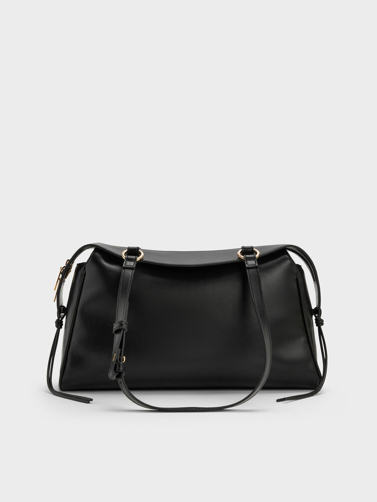 Haylen Braided-Charm Shoulder Bag, Black, hi-res