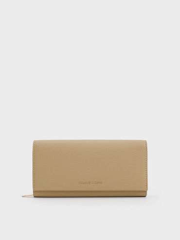 Muriel Front Flap Long Wallet, Sand, hi-res