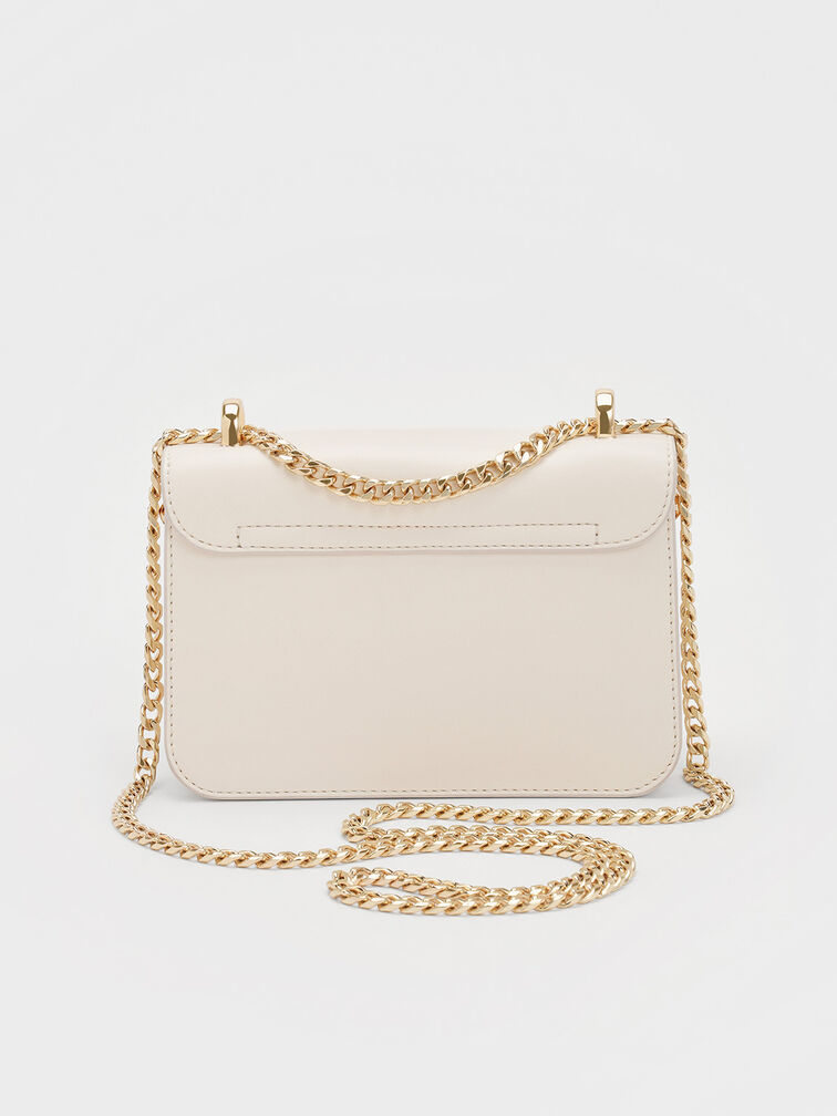 Alva Quilted Chain-Handle Bag, Cream, hi-res