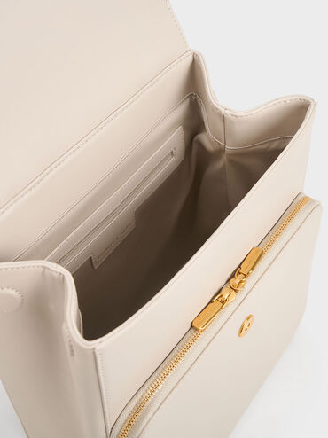 Octavia Front Flap Structured Backpack, Ivory, hi-res