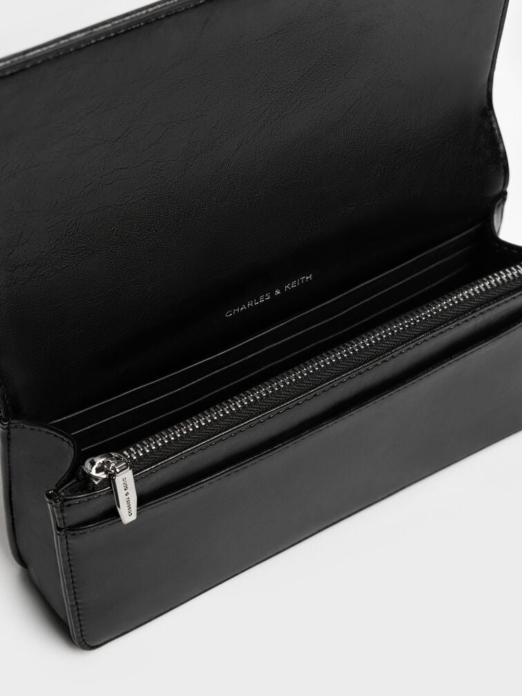 Paffuto Sequinned Wallet On Chain, Noir, hi-res