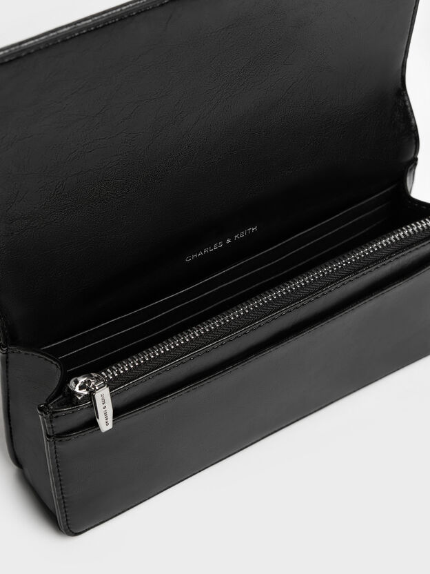 Paffuto Sequinned Wallet On Chain, Noir, hi-res