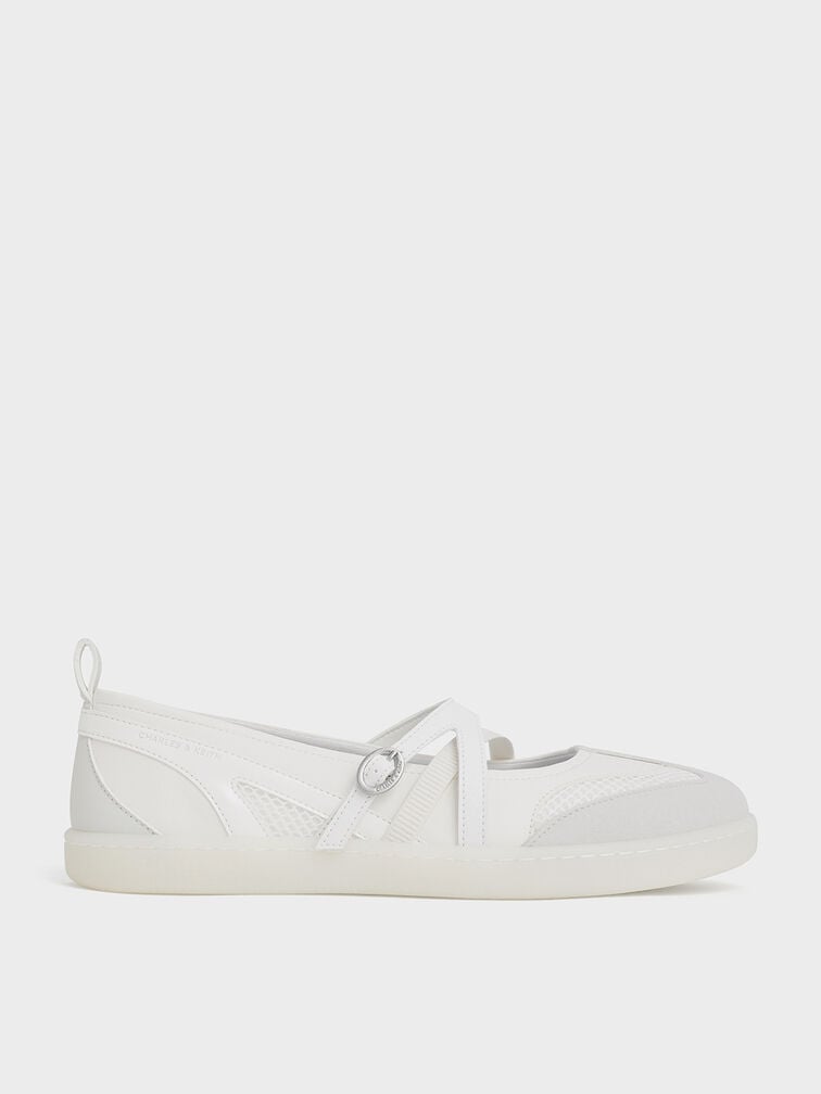 Tiggy Mesh Two-Tone Ballet Sneakers, White, hi-res