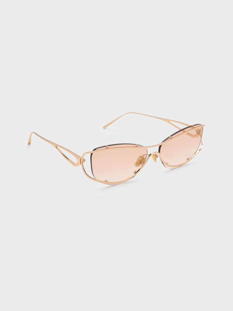 Ainsley Geometric Sunglasses, Light Gold, hi-res
