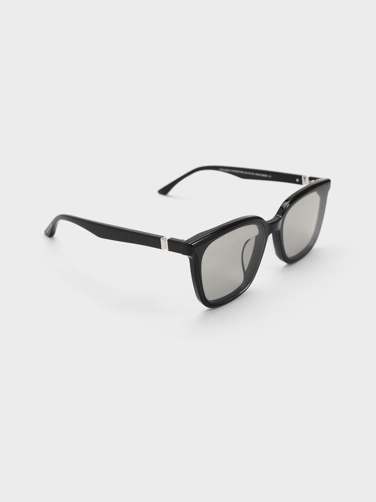 Maude Recycled Acetate Square Sunglasses, Black, hi-res