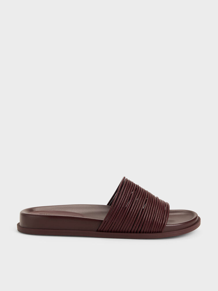Fianna Strappy Slide Sandals, Burgundy, hi-res