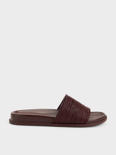 Fianna Strappy Slide Sandals, Burgundy, hi-res