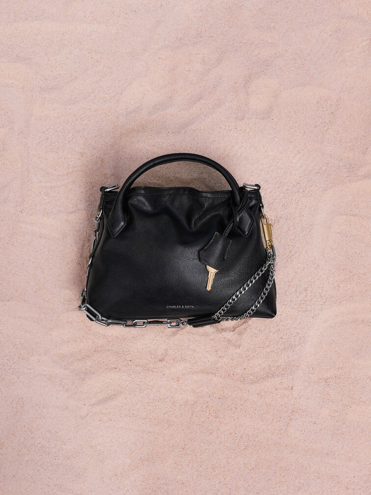 Mini Delfina Chain Tote Bag, Noir, hi-res