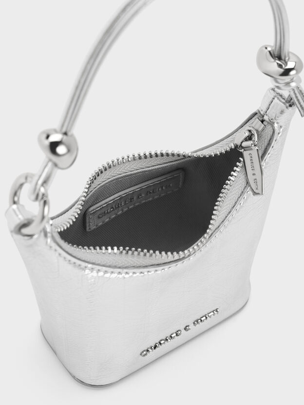Micro Augustine Metallic Eel-Effect Bag, Silver, hi-res