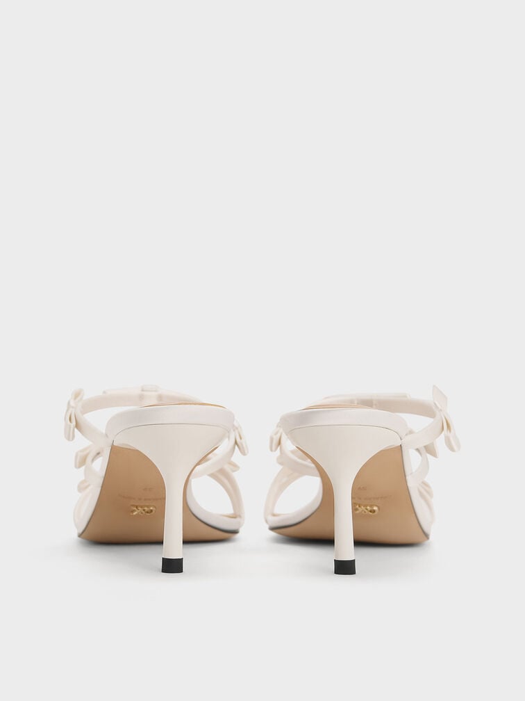 Jessy Recycled Polyester Bow Heeled Sandals, White, hi-res