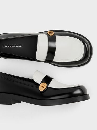 Hettie Two-Tone Metallic-Buckle Strap Loafers, Multi, hi-res