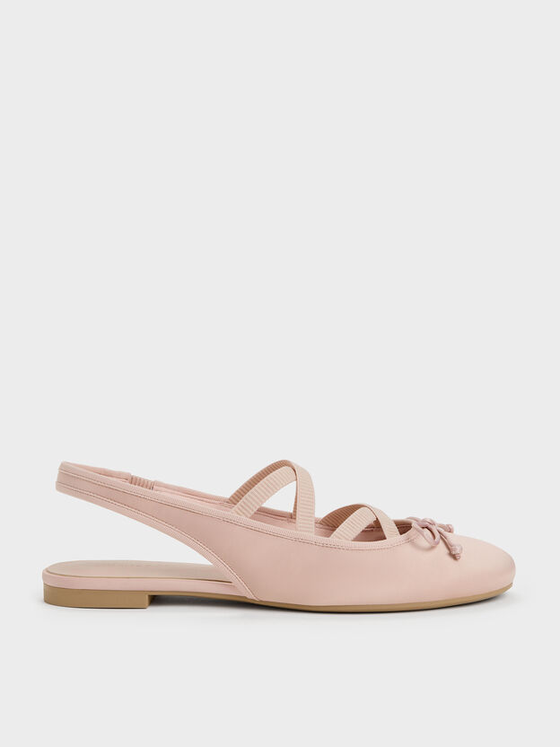 Satin Crossover Slingback Ballet Flats, Light Pink, hi-res