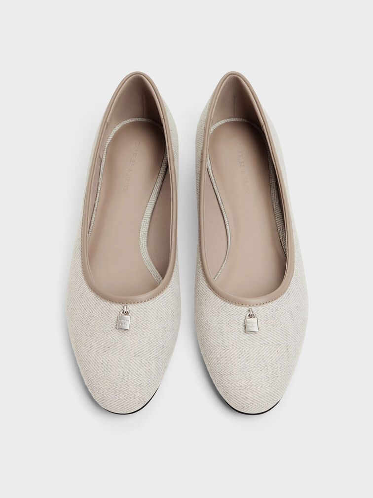 Griselda Two-Tone Ballet Flats, Light Grey, hi-res