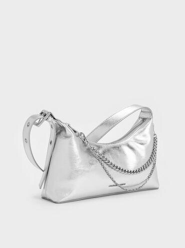 Atwood Chain-Embellished Shoulder Bag, Silver, hi-res