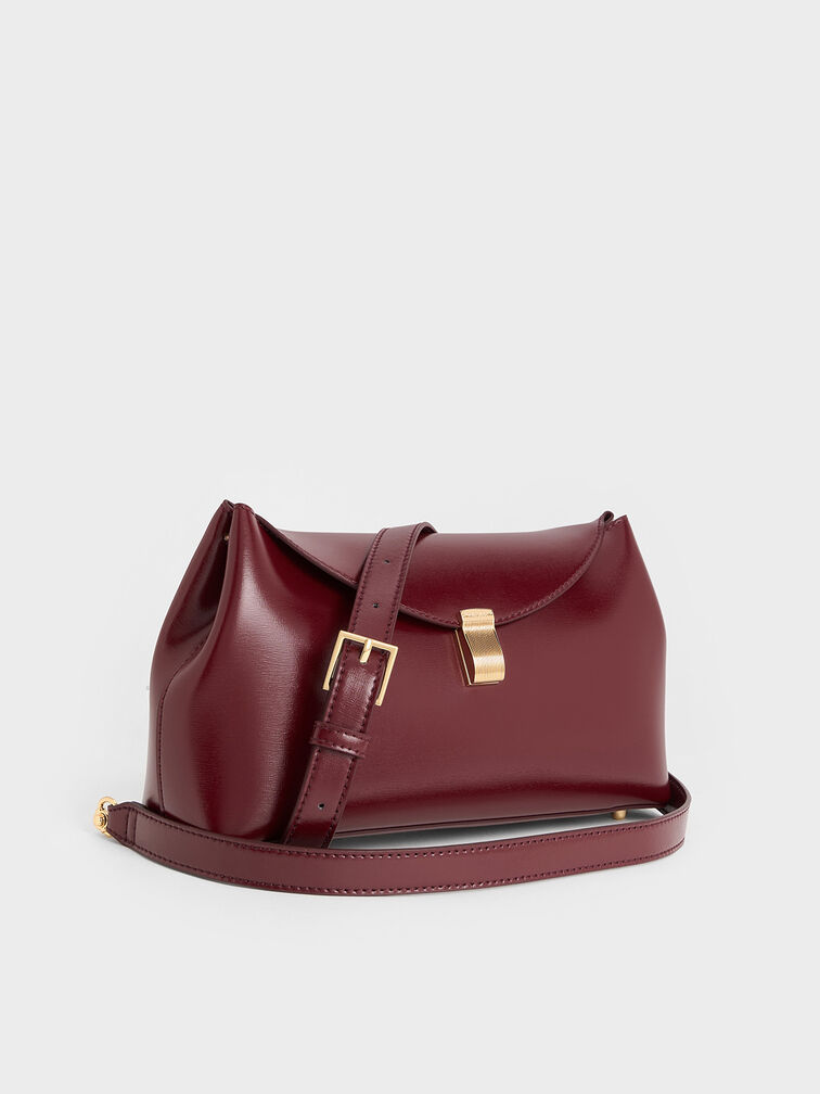 Wisteria Metallic-Accent Shoulder Bag, Burgundy, hi-res