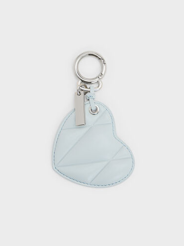 Heart Quilted Mirror Charm, Sea Salt Blue, hi-res