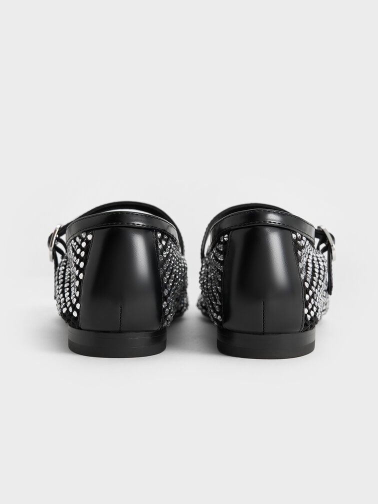 Maggie Mesh Crystal-Embellished Mary Janes, Black, hi-res