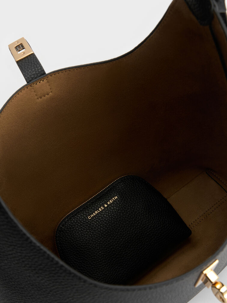 Chance Turn-Lock Hobo Bag, Black, hi-res