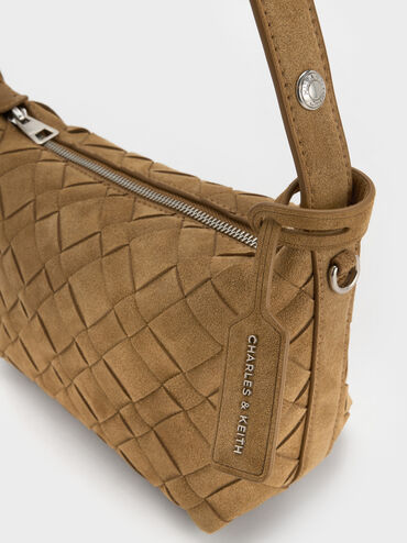 Ivette Recycled Suede Woven Shoulder Bag, Sahara Sand, hi-res