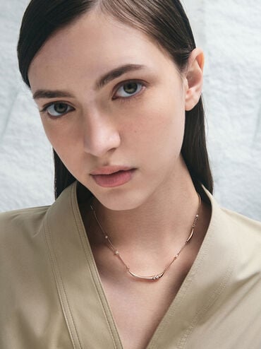 Corrine Pearl Sculptural Necklace, Rose Gold, hi-res