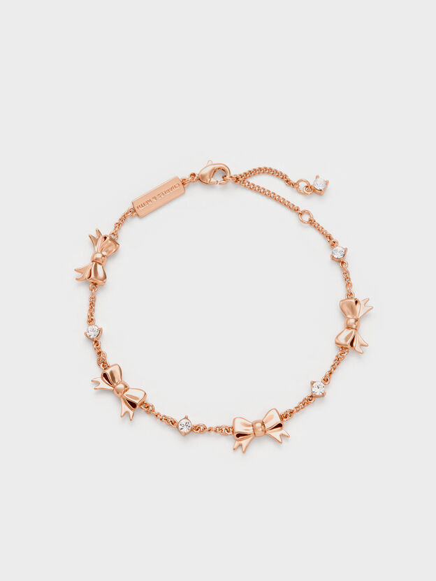 Paige Bow Crystal Bracelet, Rose Gold, hi-res