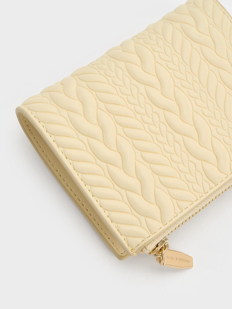 Apolline Textured Top-Zip Wallet, Butter Yellow, hi-res