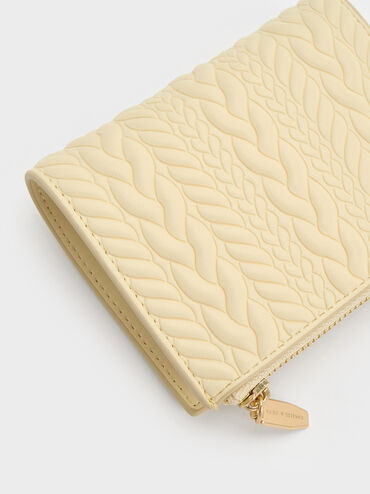 Apolline Textured Top-Zip Wallet, Butter Yellow, hi-res