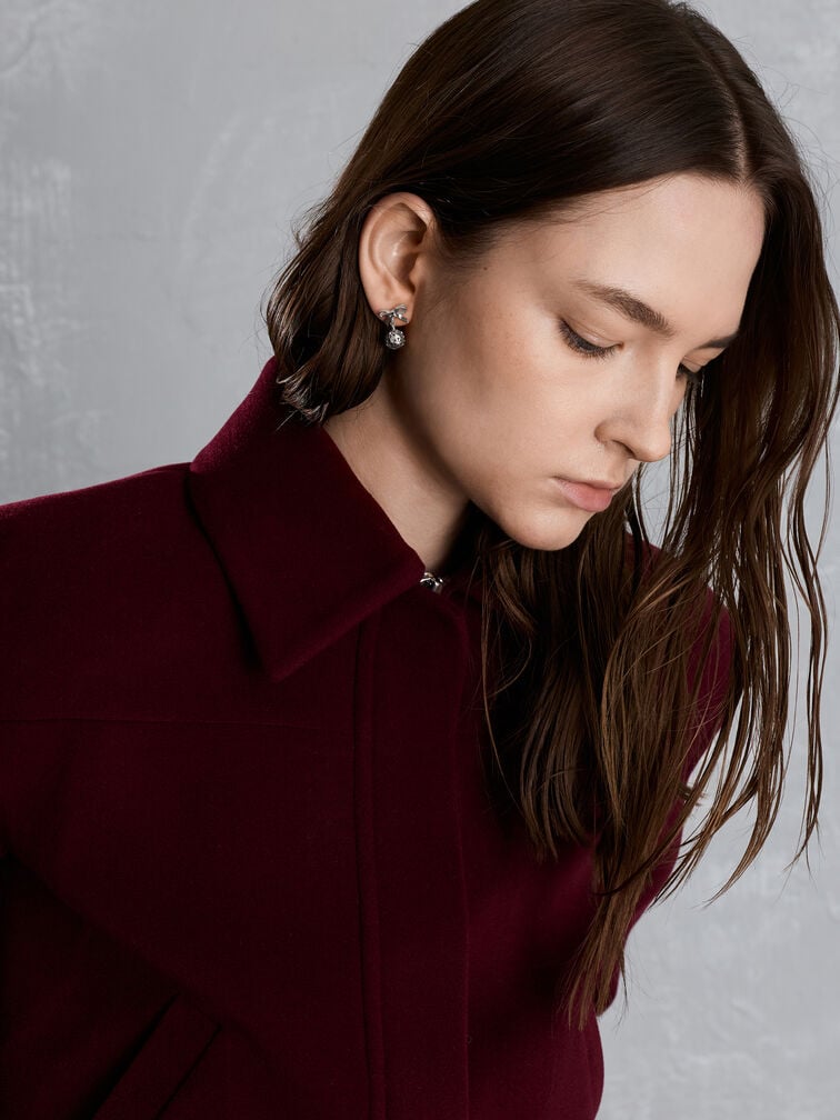 Athalia Crystal-Embellished Bow Snowflake-Ball Drop Earrings, Silver, hi-res