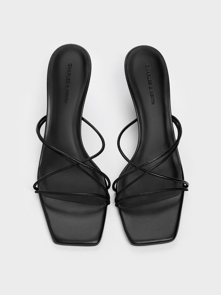 Strappy Heeled Sandals, Black, hi-res