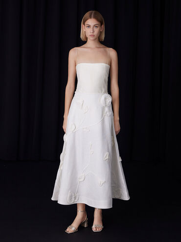 Recycled Polyester Beaded Heeled Sandals, Champagne, hi-res