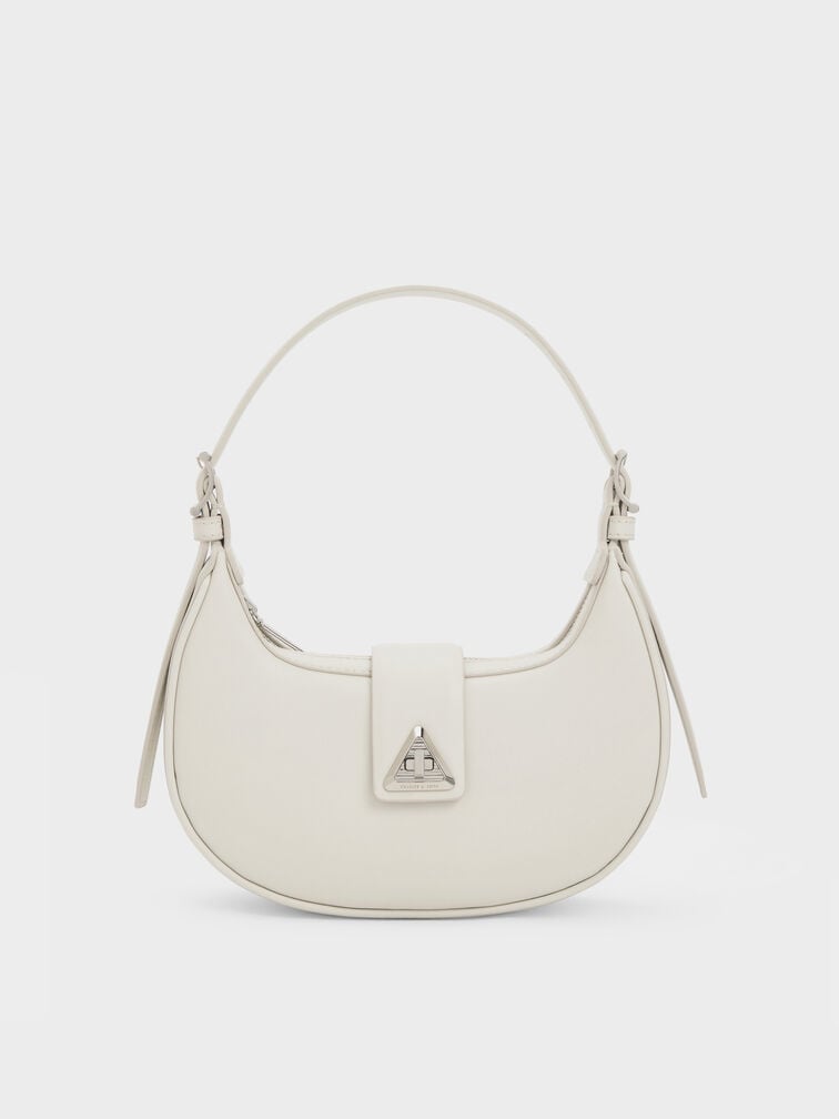 Trice Metallic-Accent Belted Shoulder Bag, Chalk, hi-res