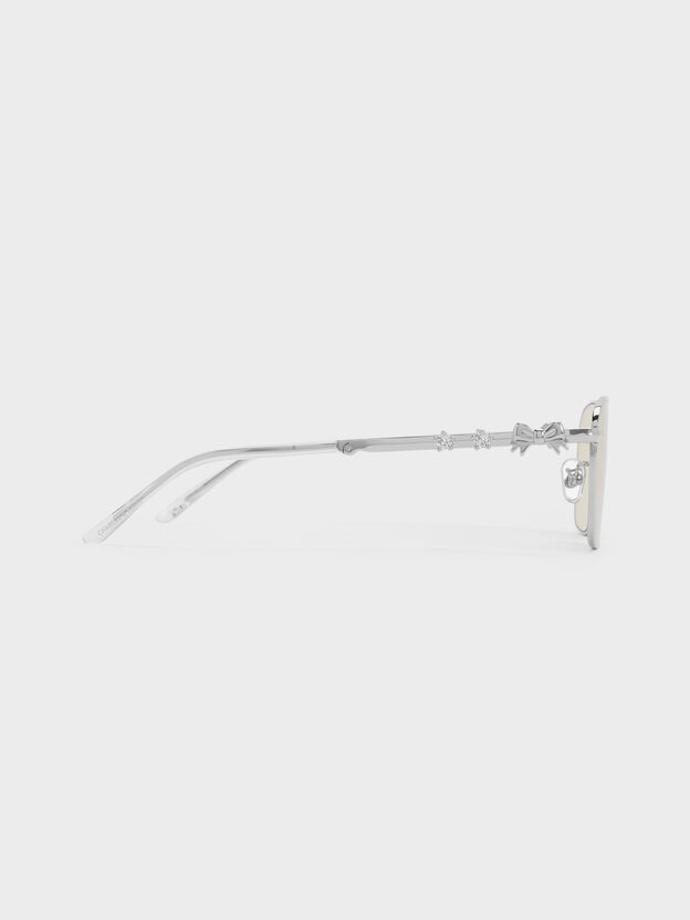 Paige Rectangular Sunglasses, Silver, hi-res