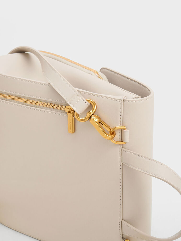 Octavia Front Flap Structured Backpack, Ivory, hi-res