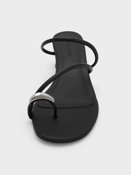 Toe-Ring Strappy Heels, Black, hi-res