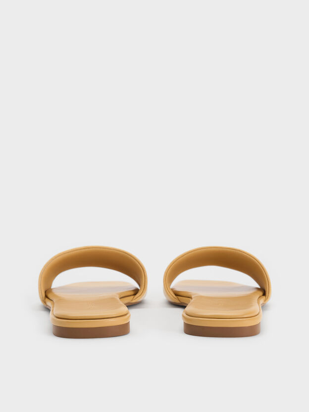 Striped Square-Toe Slide Sandals, Yellow, hi-res