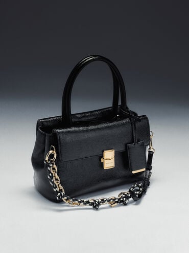 Acelynn Rope-Chain Tote Bag, Black, hi-res