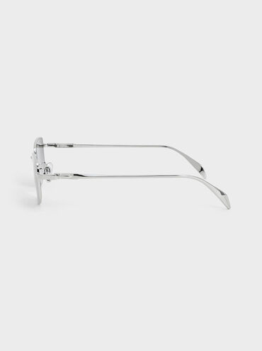 Inara Metallic-Rim Sunglasses, Silver, hi-res