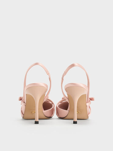 Jessy Recycled Polyester Bow Slingback Pumps, Pink, hi-res