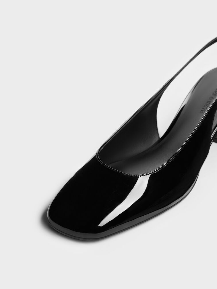 Danni Patent Slingback Pumps, Black Patent, hi-res