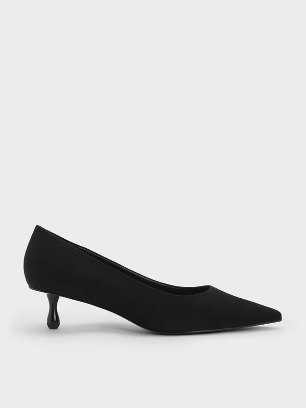 Ruthie Faux Suede Kitten Heels, Black Textured, hi-res