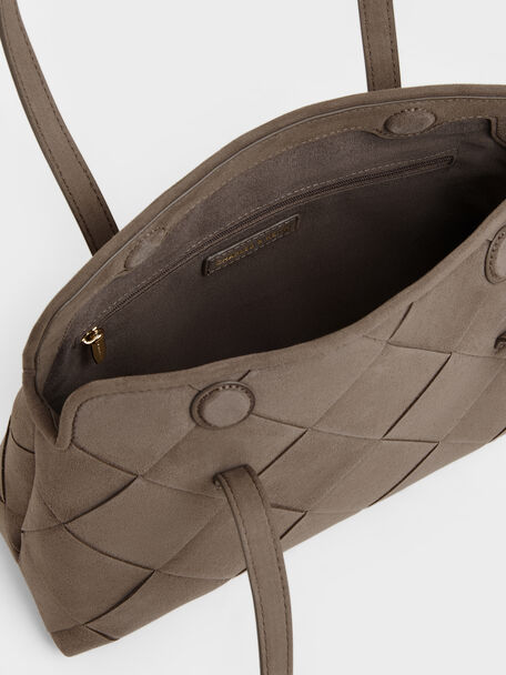Maribel Woven Trapeze Shoulder Bag, Stone Grey, hi-res