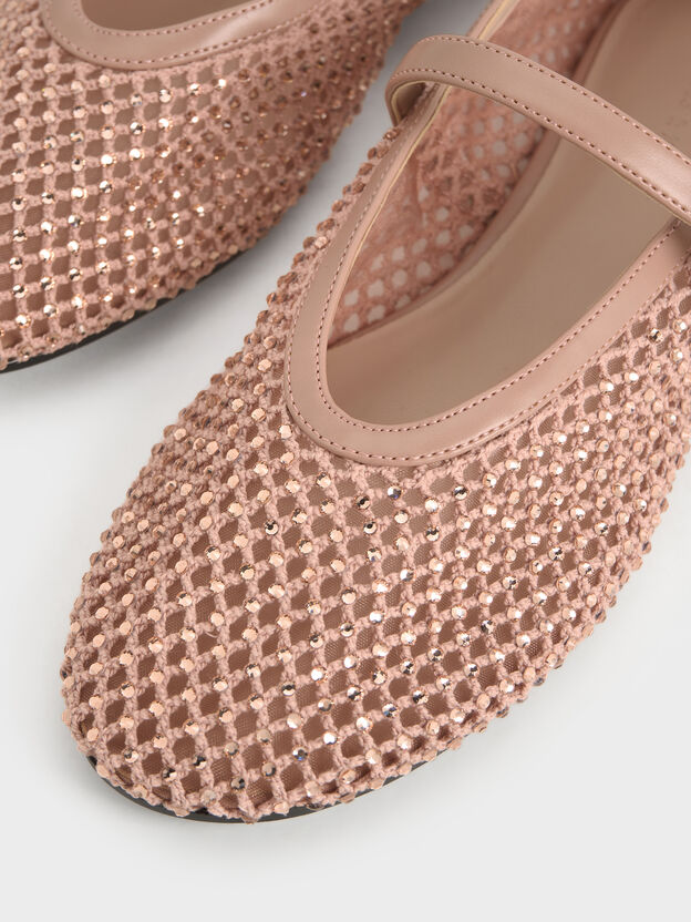 Maggie Mesh Crystal Mary Janes, Nude, hi-res