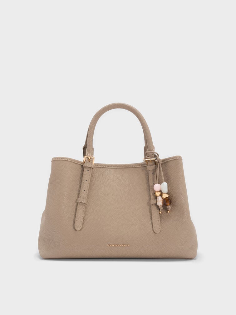 Baral Bead-Charm Tote Bag, Taupe, hi-res