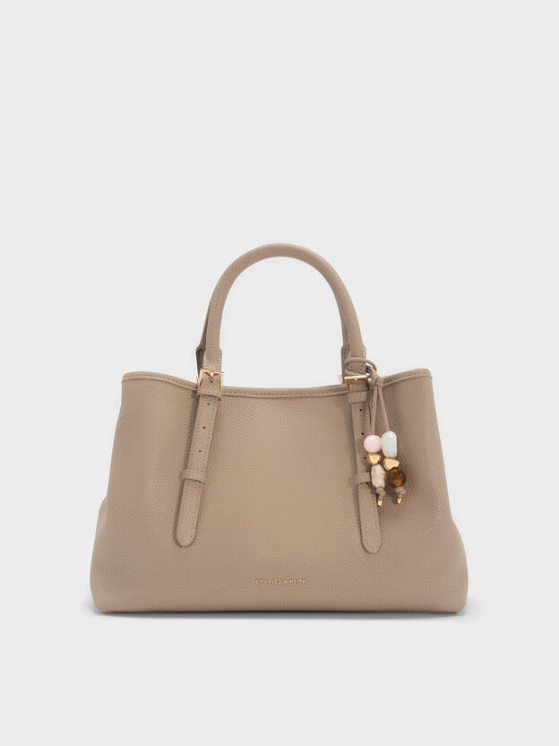 Baral Bead-Charm Tote Bag, Taupe, hi-res