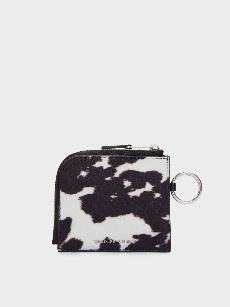 Vega Furry Cow-Print Zip-Around Pouch, Multi, hi-res