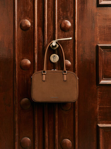 Sianna Recycled Suede Bowling Bag, Sienna Brown, hi-res
