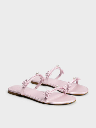 Orinda Knot-Pearl Slide Sandals, Light Pink, hi-res
