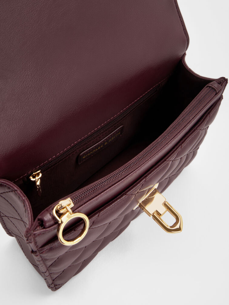 Cressida Quilted Top Handle Bag, Wineberry Red, hi-res