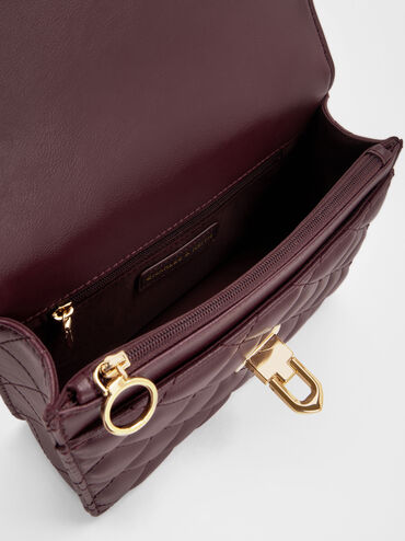 Cressida Quilted Top Handle Bag, Wineberry Red, hi-res